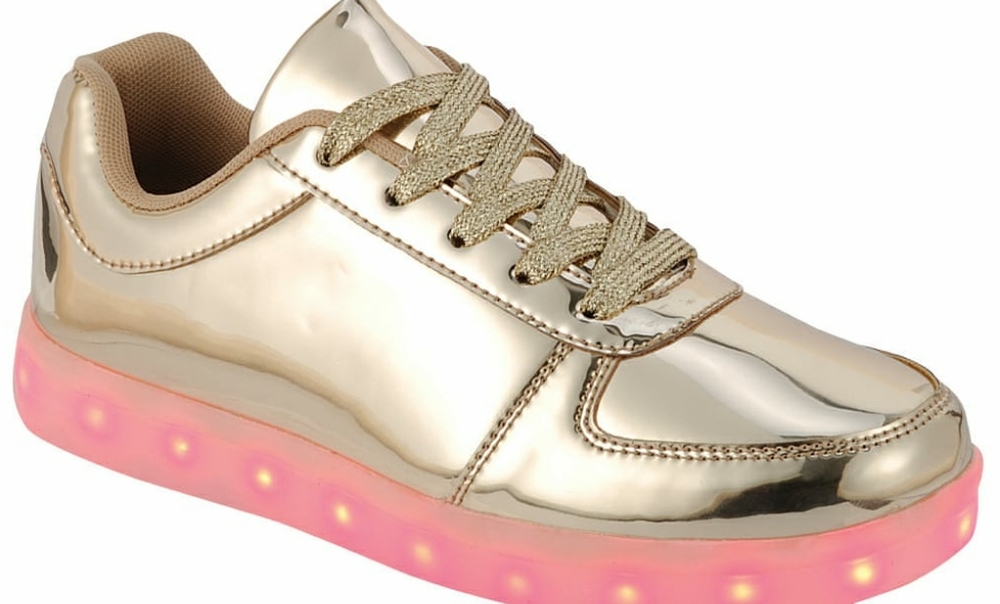 New Metallic Gold Low Cut LED Sneakers